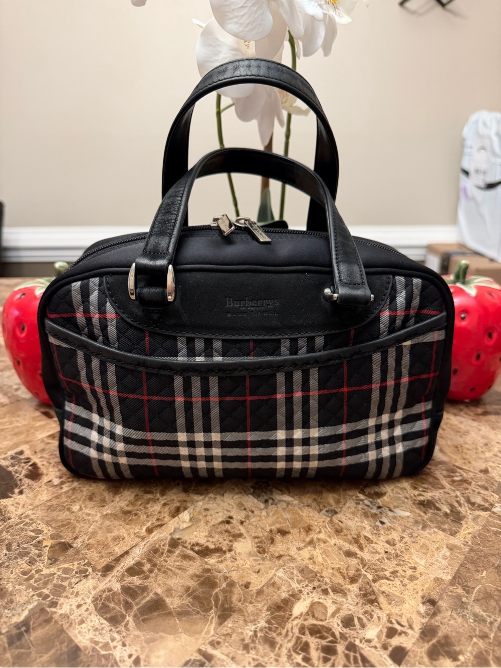 vintage Burberrys Blue Label Nova Check Bowler /Mini Boston Bag (COA)